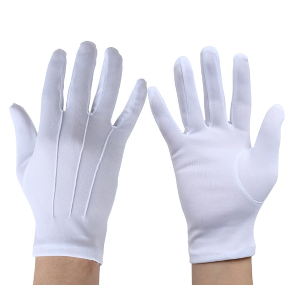 Xinwanna White Gloves Formal Tuxedo Uniform Gloves for Men Women Butler Gloves for Cosplay Party Jewelry Inspection Ceremony Guard (Type A)