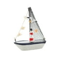thumbnail image 2 of 14 Inch Wooden Sailboat Ornament With Red Lighthouse, Beach Bathroom Decor, By Meiiso, Large Inventory!, 2 of 4