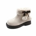 thumbnail image 1 of Icvfdpl Bottes d'Hiver pour Filles avec Pompons à Nœud Bottines Chaudes à la Mode Chaussures Blanches, 1 of 9