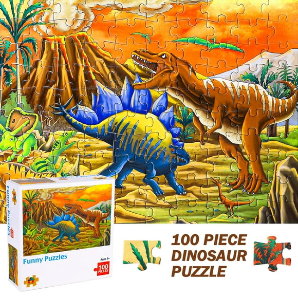 Pearoft Dinosaur Jigsaw Puzzles for Kids Puzzles for 3 4 5 Year Olds Boy Toys,Dinosaur Toys for Boys 100 Piece Jigsaw Puzzles for Children Kids Dinasour Gift for Boys Toys Age 3 4 Year Old Boy Gifts