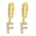 thumbnail image 1 of Iumwxz Dainty Gold Plated Initial Hoop Earrings Letter Alphabet Dangle Earrings Fashion Sparkly Rhinestone Letter Initial Pendant Drop Earrings For Women Valent, 1 of 1