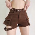 thumbnail image 4 of Sngxgn Womens Hiking Cargo Shorts Summer Half Pants Travel Shorts with Zipper Pockets(Coffee,L), 4 of 9