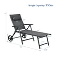 thumbnail image 3 of Patio Lounge Chair with Wheels, Adjustable 7-Position Recliner, Aluminum Frame, Neck Pillow, Outdoor Chaise Lounger for Backyard, Poolside, Patio - Gray, 3 of 9