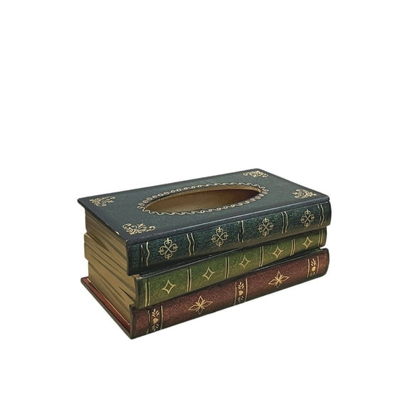 GJX Tissue Box Cover,Vintage Book Design Decor Tissue Box Holder,High-Quality Wood Construction Elegant Color and Texture Combo Tissue Box Cover Rectangle,Blue,10*5.7*41In