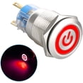 thumbnail image 4 of Dc 12v 19mm Metal Locking Push Button Switch, 4 Pin Car Rv Truck Boat On / Off Switch, Waterproof Round Marine Push Button Switch With Red Led Light With Wire Socket, 4 of 7