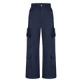 thumbnail image 6 of Tqcoqu Cargo Pants for Women with Pockets High Waisted Hiking Baggy Trousers Stretchy Wide Leg Y2K Streetwear,Navy,Women's S-XL, 6 of 8