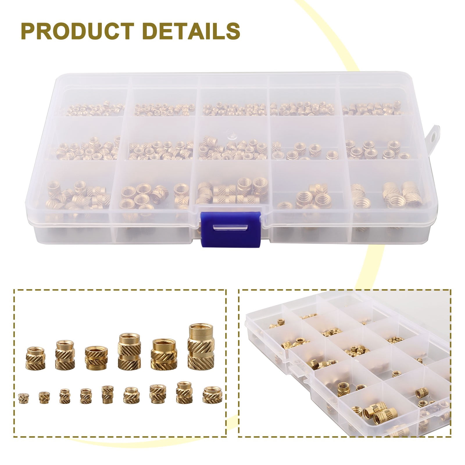 300pcs Threaded Inserts M2 M2.5 M3 M5 M6 Insert Nuts Brass Threaded Bushing
