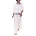 thumbnail image 1 of Fgnfyis Ensemble Deux Pièces pour Femmes, Col Rond, Pailleté, Chauve-Souris, Pantalon Large, Blanc m, 1 of 6