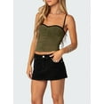 thumbnail image 5 of Cenuakty Women Patchwork Mesh Camisoles Ruched Spaghetti Straps Sleeveless Backless Tank Tops Summer Vests Streetwear, 5 of 7