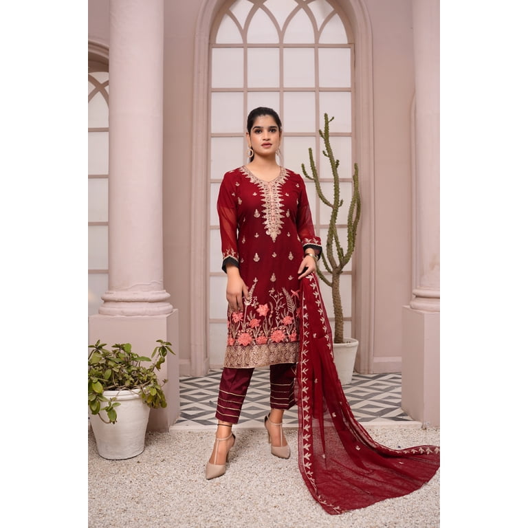 Ready To Wear Salwar Kameez For Women | Embroidered Indian Pakistani Outfit For Festivals, Weddings & Parties