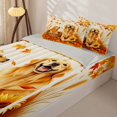 thumbnail image 3 of Manfei Kawaii Dog Zipper Twin Comforter Sets with Fitted Sheet and 2 Pillowcases, Autumn Maple Leaf Zipper Bedding Set, Orange Golden, Gray Reversible, 4pcs, 3 of 7