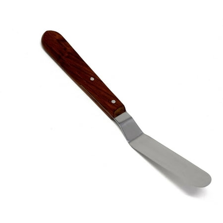 

Stainless Steel Lab Spatula with Wooden Handle 4 Offset Bayonet Blade 8 Total Length