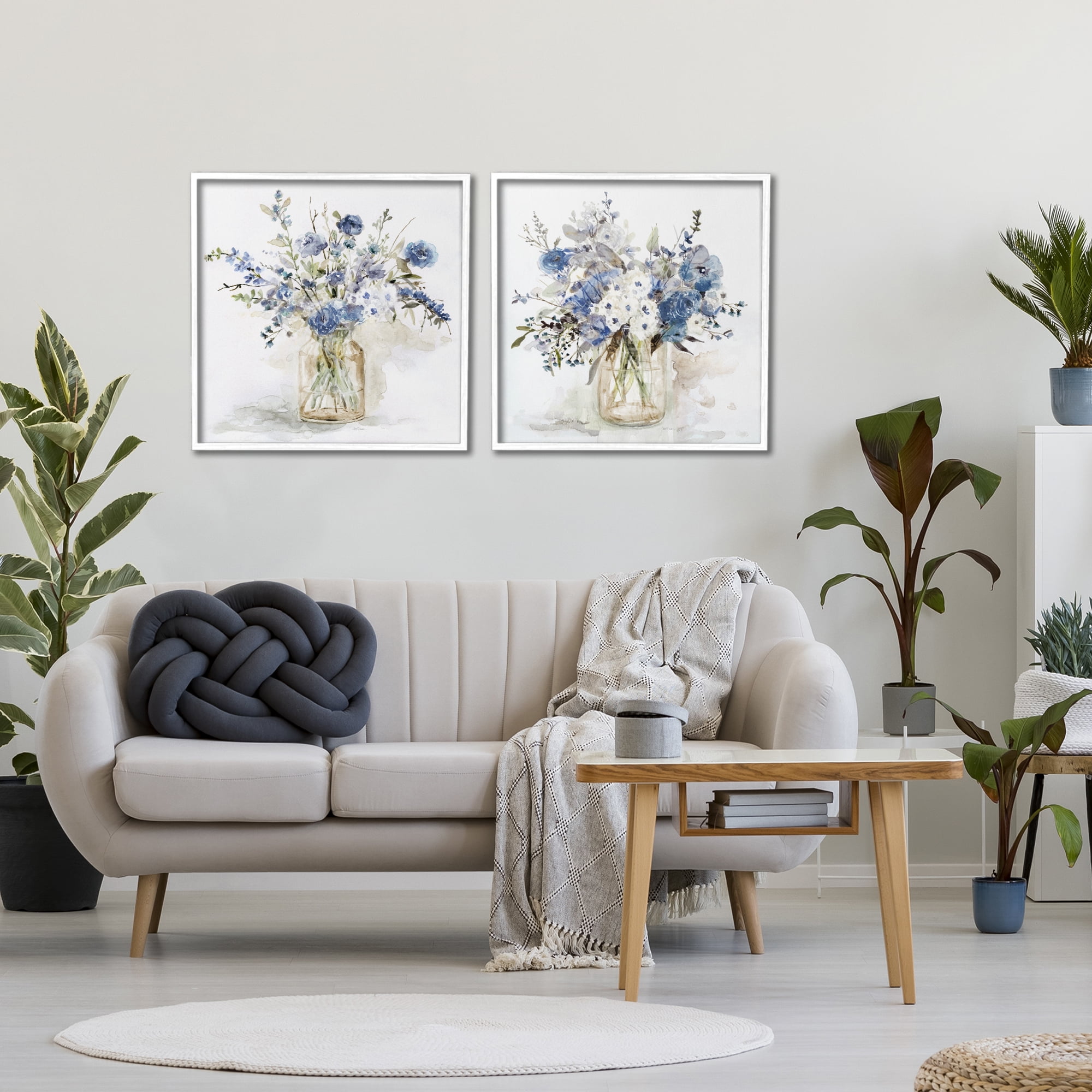 Stupell Industries Spring Watercolor Vases 2 Piece White Framed Giclee Art Set, design by Carol Robinson