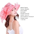 thumbnail image 3 of Pnellth Women Church Cap Wide Brim Bow Foldable Adjustable Anti Sun Hat for Beach, 3 of 7