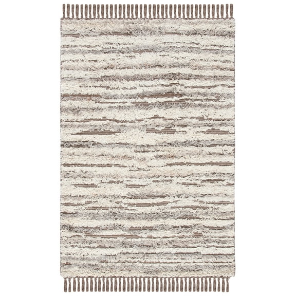 SAFAVIEH Casablanca Dominic Distressed Wool Area Rug, Natural/Ivory, 5' x 8'