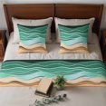 Bed Runner for Cal King Size Bed, Green Beach 3 Pcs Bedding Runner Set ...