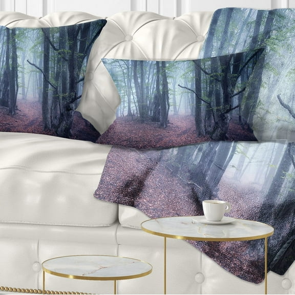 Designart Mysterious Fairytale Wood - Landscape Photography Throw Pillow - 12x20
