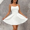 thumbnail image 4 of Aimik Women's Corset Mini Dress Summer Spaghetti Strap Ruched Front Solid Mini Skater Dress A-Line Flowy Short Dress, 4 of 6