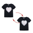thumbnail image 2 of Odeerbi Baby Boy Girl Clothes Toddler Outfit 2024 Fashion Cotton Funny loration Flip Heart Sequins Pattern Top T-shirt Black, 2 of 9