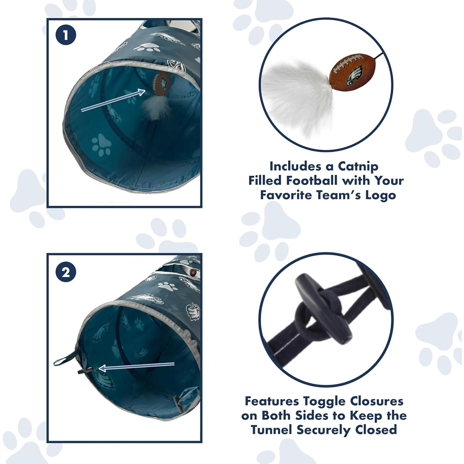Pets First NFL Cat Tunnel Tube Toy & Plush Football Toy Filled with Catnip