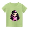 thumbnail image 7 of Delliss Girls Crew Neck Short Sleeve Graphic Tees Cool girl print Shirts Cute Summer 3-15 Years, 7 of 7