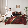 thumbnail image 4 of Manfei Watercolor Marble 7pcs Bedding Twin Size, Gold Black Red Comforter Sets with Sheets, Modern Mountain Fluid Bed Set, Ultra Soft Bedroom Decorative, 4 of 6