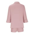 thumbnail image 5 of TAGOLD Womens Two Piece Outfits Sets,Fashion Women Solid V-Neck Button Casual 3/4 SLeeve Top+ Short Pant Set, 5 of 5