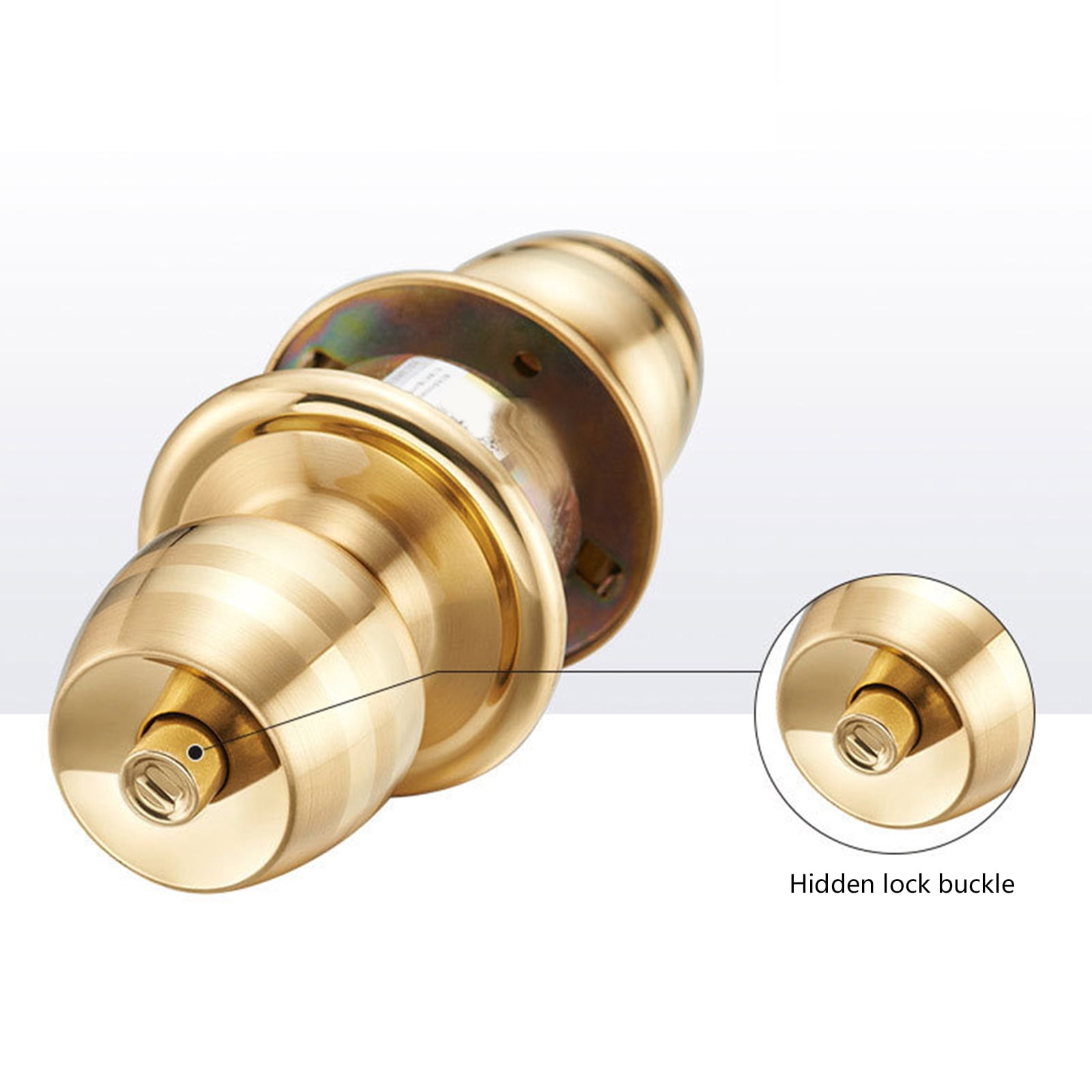 Polished Brass Door Knob Keyed Entry Reversible Round Lock Adjustable Latches Door Knob Suitable for Interior & Exterior