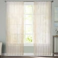 thumbnail image 3 of Beige Semi Sheer Curtains 63 Inch Length 2 Panels Set, Retro Oil Painting Modern Abstract Art Aesthetics Sheer Kitchen Curtain Privacy Voile Window Curtain for Living Room Bedroom Rod Pocket Drapes, 3 of 7