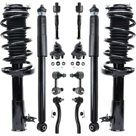 Detroit Axle - 12pc Front Struts Kit for 2006-2011 Honda Civic, 2 Struts and Coil Springs 2 Lower Ball Joints 2 Sway Bars 4 Outer Inner Tie Rods 2 Rear Shock Absorbers Replacement Suspension