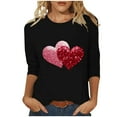 thumbnail image 2 of Tejiojio 2025 New Year Valentine's Day Shirt Love Letter Heart Graphic Tshirt Valentine Gift Tee Tops Round Neck 3/4 Sleeve Top, 2 of 5