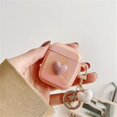 thumbnail image 2 of Compatible con funda para Airpods con lindo llavero 3D Love Heart Rainbow Glitter Design Funda rígida para PC para Airpods 2 y 1-rosa rosa -, 2 of 4