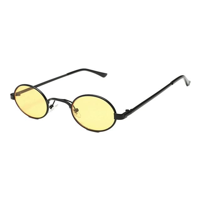 Gafas Sonducket PC Retro Metal para hombres S Tiny Oval Moda y Cómodo ajuste vintage Negro amarillo claro