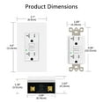 thumbnail image 3 of GREENCYCLE 2 PK 20A / 125V Tamper Resistant GFCI Outlet Decor Receptacle with LED Indicator Decorative Wall Plates Screws Included Residential and Commercial Grade ETL Certified White, 3 of 7