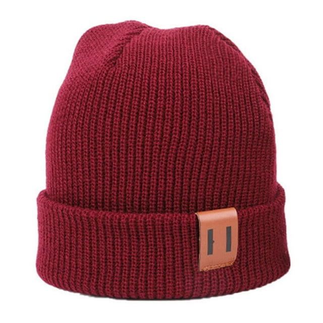 Winter Hat Children Adult Cap Thick Knitted Elastic Windproof Cozy Cold Resistant Solid Color Regular Fit Outdoor Beanie