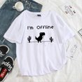 thumbnail image 5 of Camiseta de mujer Harajuku con dibujos de dinosaurios de los años 90, camisetas para mujer, cuello redondo, ropa de verano de manga corta blanca para mujer 2021 3XL, 5 of 5