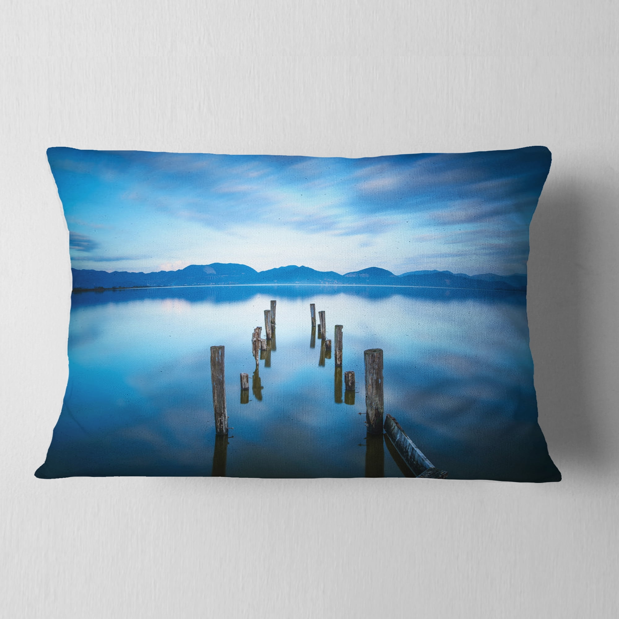 Designart Deep into the Sea Pier - Seascape Throw Pillow - 12x20