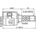 thumbnail image 2 of Febest INNER CV JOINT 29X35X25 # 0811-S13 OEM 28392-SG000, 2 of 2