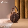 thumbnail image 4 of Montana West Mini Barrel Crossbody Bag Western Tooled Design with Buckle, Light Coffee, 4 of 6