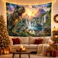 thumbnail image 3 of Prehistoric Sunset with Main Detailed Tyrannosaurus, Mystical Fantasy for Space Lovers, Wall Decor, Thanksgiving Hostess Gift, Tapestry Wall Hanging for Dorm and Living Room, 3 of 7