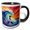 Black/White, variant on 3drose, a Lady Surfer Rides the Wave. Red Sky, Blue Wave. Art, Gift, Card, 11oz Magic Transforming Mug