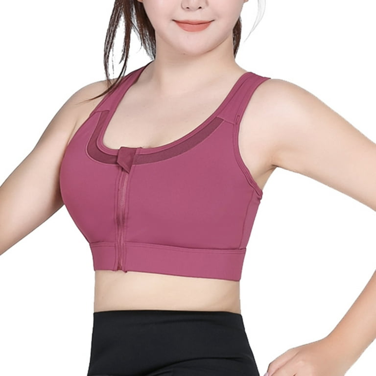 YWDJ Womens Sports Bras for Large Bust Front Closure Zip Snap Yoga Bras  High Impact Sports Front Close Running Adjustable Straps Front Zipper One