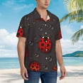 thumbnail image 3 of Disketp Hawaiian Shirts For Men,Red Ladybugs On Dark Background Print Mens Casual Short Sleeve Button Down Shirts Beach Shirt, 3 of 7