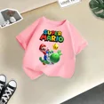 thumbnail image 3 of Camiseta de verano de la marca de dibujos animados Mario, cómoda para niños, informal, de calle, con diseño de sol, para niños y niñas, ropa bonita de estilo Harajuku para niños y hermanos, 3 of 5