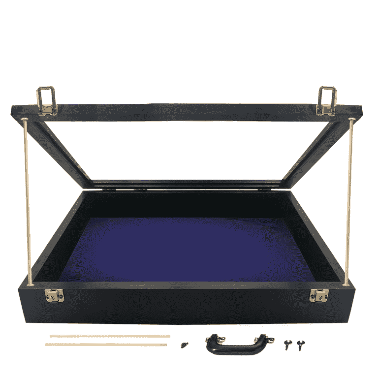 card show display cases Cabinet in Walnut or Black Lacquered Oak collector`s shows 34in*22in Silver Card Show Display