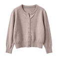 thumbnail image 3 of Yigetop Women's Soft V Neck Button down Knit Cardigan Long Sleeve Lightweight Sweater Loose Fit Comfy Soft Casual Daily Wear Versatile Layering Tops Khaki A, 3 of 5