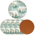 thumbnail image 2 of Polar Bear Luxury Round Drink Coasters Set of 6pcs - Microfiber Leather Coasters 11x11 cm/4.3x4.3 in - Stylish Drink Coaster for Table, 2 of 6