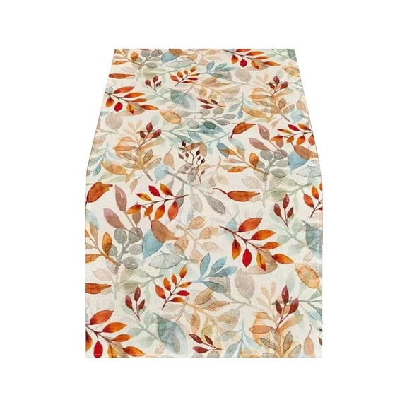 A Thanksgiving Maple Leaf Table Runner With Turkey Pumpkin Pattern For Festive Dining Table Home Party Decor