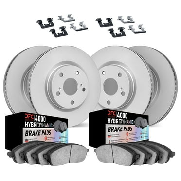 Dynamic Friction Company Front and Rear Geospec Brake Rotors Kit | 4000 HybriDynamic Brake Pads includes Hardware 4814-31039