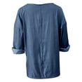 thumbnail image 6 of Women's Plus Size Denim Top, V Neck Long Sleeve Casual T-Shirt with Side Slits, Loose Fit Streetwear Tunic for Daily Wear and Going Out Blue L, 6 of 7